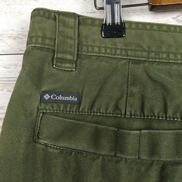 Columbia Mens Cargo Shorts 36 Omni-Shield 6-Pocket Dark Green Metal Button Trail - Picture 2 of 10